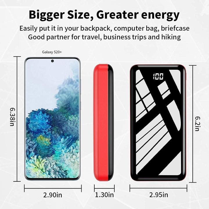 Image du produit Bextoo Banque d'alimentation 30000mAh, rouge (27000 mAh, 22.50 W, 22.50 Wh)