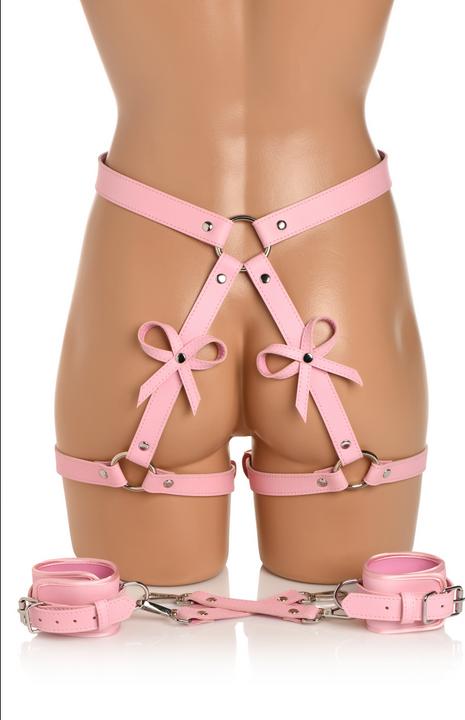 Actual product image XR Brands Bondage Harness w/ Bows XL/2XL - Pink