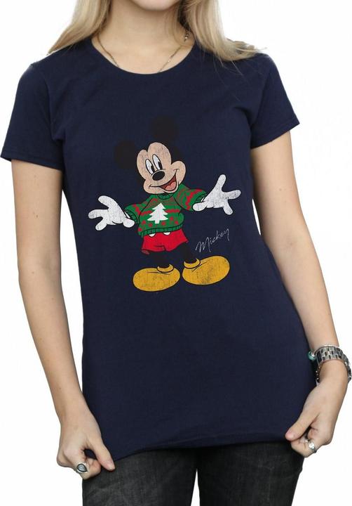 Actual product image Disney Womens/Ladies Mickey Mouse Christmas Jumper Cotton T-Shirt (XL)