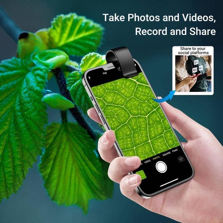 Image du produit PhoneLook Apexel APL-MS002 Clip zoom optique microscopique 200x universel avec lumière LED intégrée