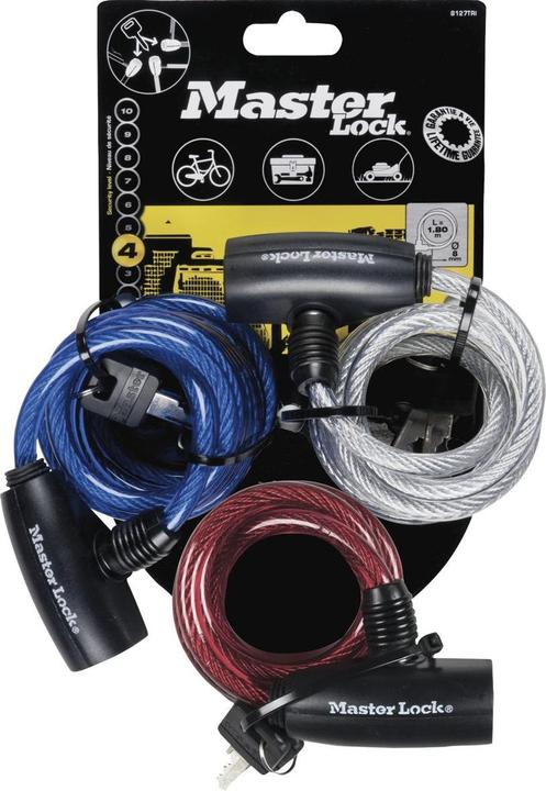 Produktbild Master Lock Spiralkabelschloss-Set 3-teilig (180 cm)