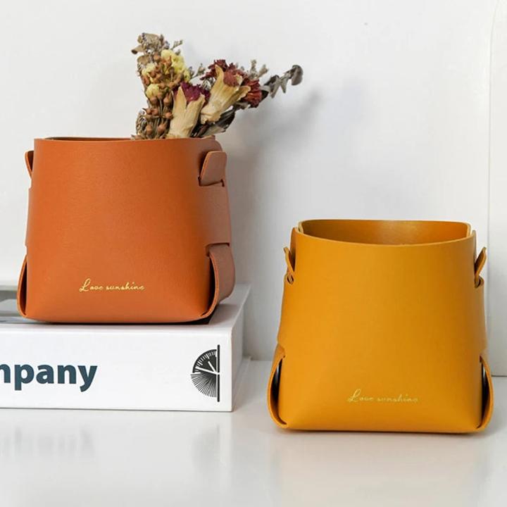 Produktbild Alopini Klappbarer Arbeitstisch Leder Aufbewahrungsbox PU Aufbewahrungsschale Aufbewahrungskorb