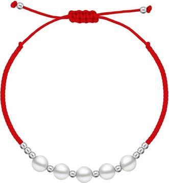 Brilio Silver - Black fabric bracelet with Majorica pearls BRC144WBC