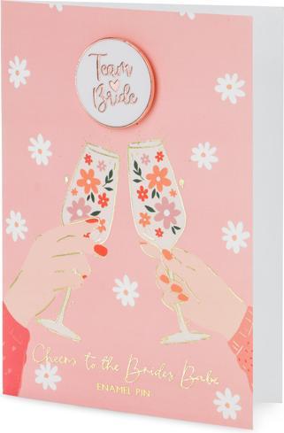 Partydeco Card with enamel pin Bride Team, 10.5x15 cm (1 pkt / 1 pc.) (1 Stk.)