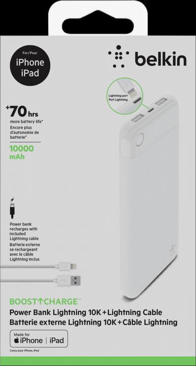 Immagine prodotto Belkin Boost Charge Power Bank 10K Light.Connector+ Kabel (10000 mAh, 12 W, 37 Wh)