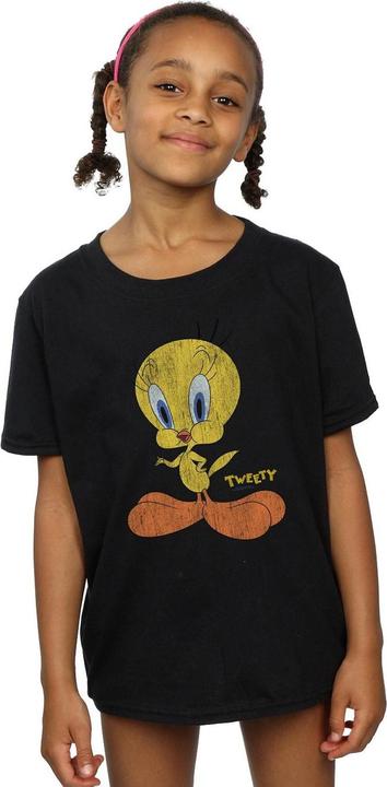 Actual product image Looney Tunes Girls Tweety Pie Distressed Cotton T-Shirt (152, 158)