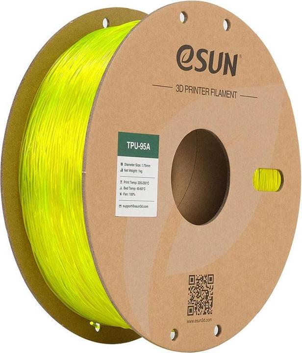 Actual product image eSUN eTPU-95A 1.75mm Tr. Yellow 1kg 3D Filament (TPU, 1.75 mm, 1000 g, Yellow)