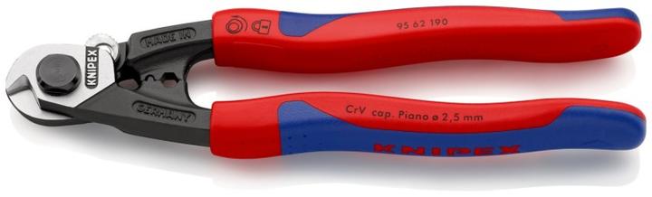 Immagine prodotto Knipex Forbici per funi metalliche l.190mm f.fune metallica d.6mm testa lucida manico 2comp. guaine (195 mm)