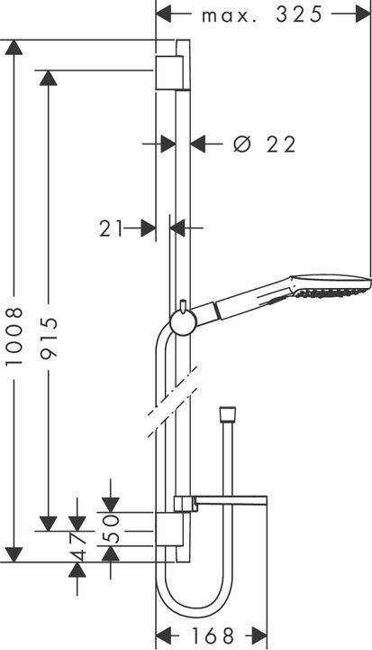 Actual product image hansgrohe Raindance Select E shower set 120 3 spray types with shower rod 90 cm and soap dish