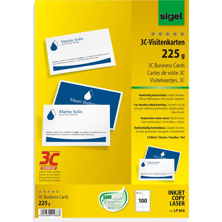 Actual product image Sigel Business cards 3C (225 g/m², 100 x, A4)