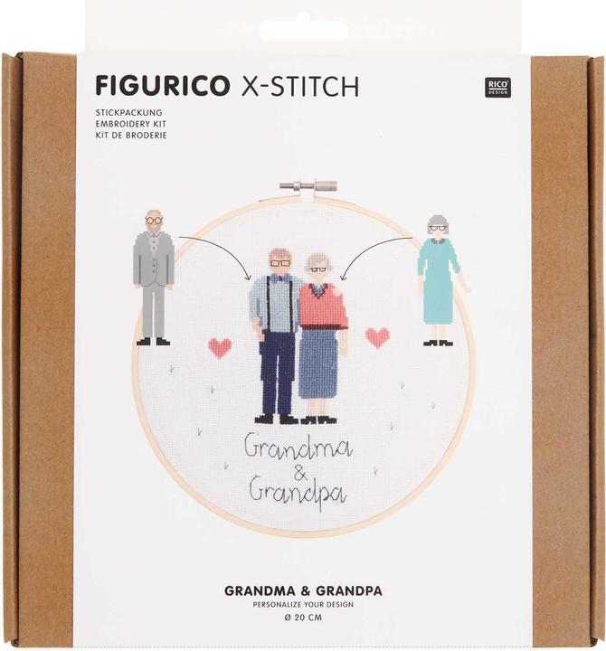Actual product image Rico Design Figurico Grandma & Grandpa" Embroidery Kit