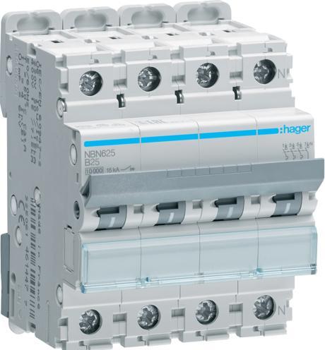 Image du produit Hager HAG NBN625 Commutateur LS 3P+N 10kA B-25A 4M