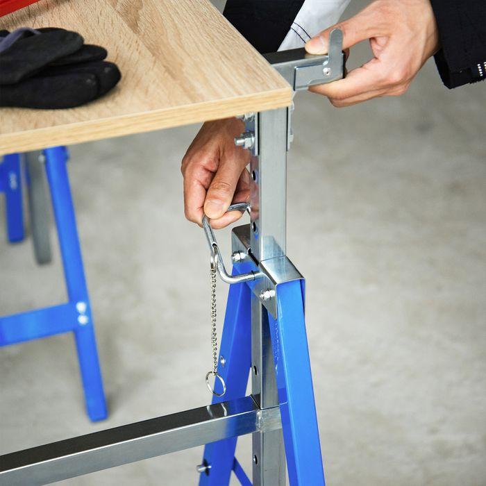 Actual product image Swisshandel24 2 x scaffolding trestle Folding trestle height-adjustable up to 200kg Steel blue 68 x 58 x 80-130 cm (58 cm, 68 cm)
