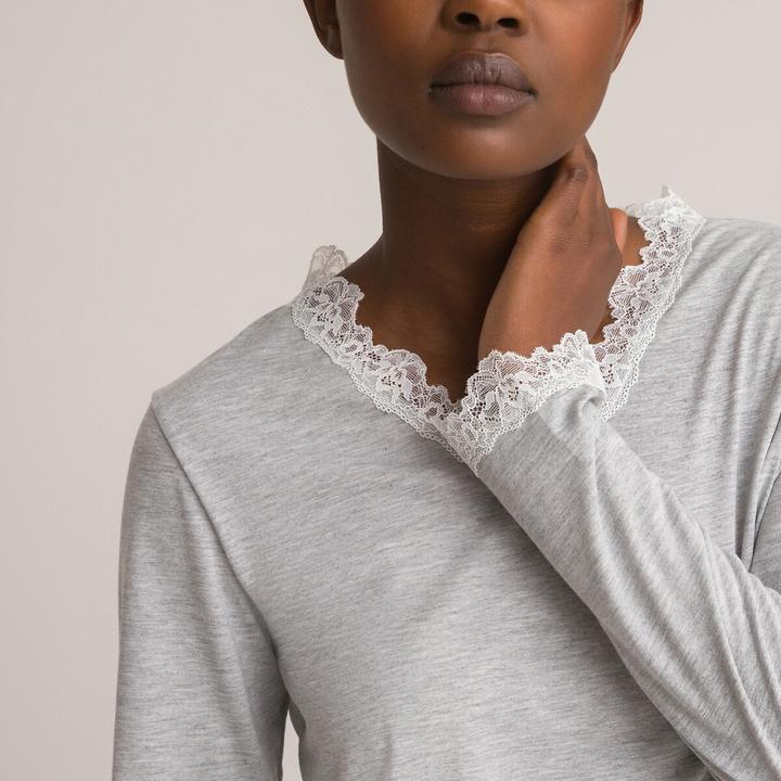 Actual product image La Redoute Collections Pyjamas with lace (42)