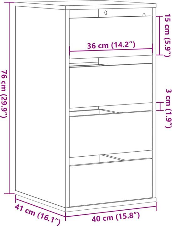 Immagine prodotto VidaXL Cassettiera (40 x 41 x 76 cm)