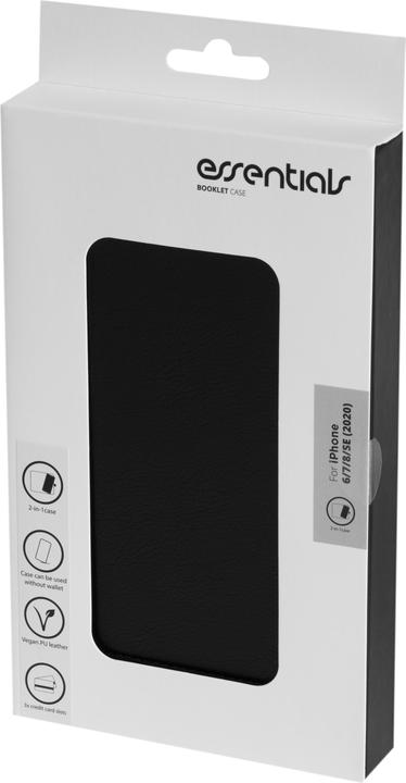 Actual product image Essentials iPhone 6/7/8/SE (2020/2022) PU wall,det,3 card,Blk (Apple iPhone 7, Apple iPhone 8, Apple iPhone 6)