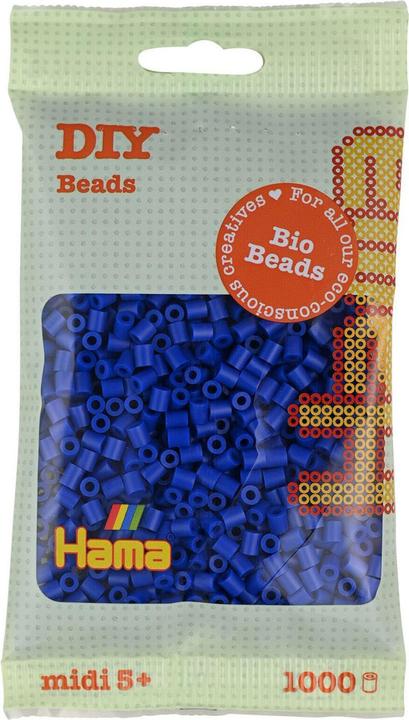 Hama Organic iron-on beads - Blue (008), 1000 pieces.