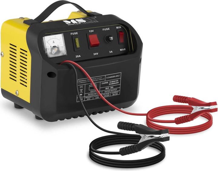 Image du produit MSW Chargeur de batterie voiture - 12/24 V - 8/12 A- panneau de commande incliné (12V, 24V, 12 A)