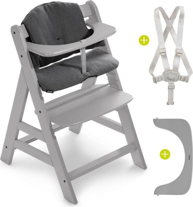 Produktbild Hauck Hochstühle Hochstuhl Alpha Plus Grau im Sparset inkl. Sitzkissen (Hochstuhl)