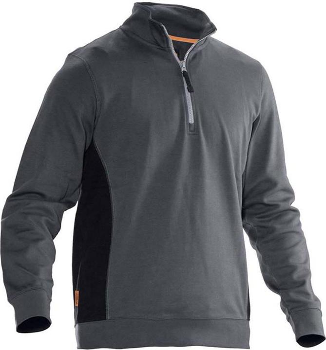 Jobman J5401-grau/schwarz-XL Sweatshirt mit Kragen 1/2 zip Kleider-Grösse: XL Dun (XL)