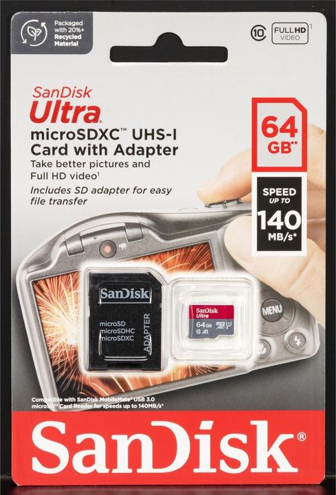 Produktbild SanDisk Ultra (64 GB, microSDXC, U1, UHS-I)