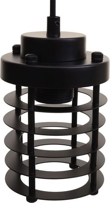 Actual product image Swisshandel24 Hanging Lamp, Industrial Vintage Solid Wood Metal Black - 5 Cage Lamp Shades (E27)