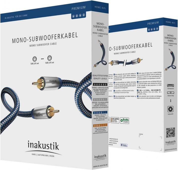 Image du produit Inakustik Câble de subwoofer mono de qualité supérieure (2 m, RCA)