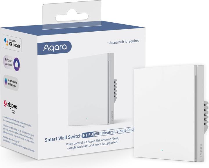 Produktbild Aqara Smart Wall Switch H1 Weiss With Neutral, Single Rocker (Zigbee)