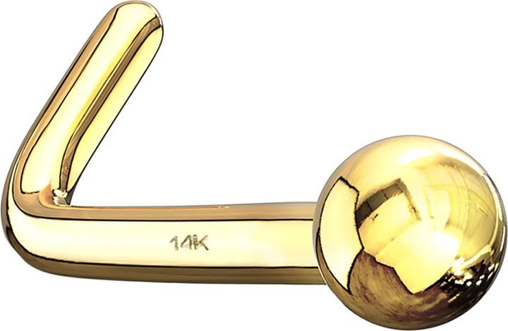Actual product image Star Piercing Nose stud angled 14k gold with ball (14k gold, without brass)