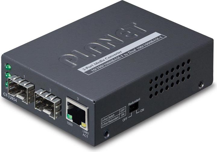 Actual product image Planet Web Smart Media Converter SFP 1-Port 10/100/1000Base-T - 2-Port Gigabit SFP