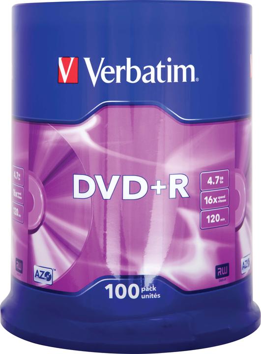 Image du produit Verbatim DVD+R Matt Silver, 4,7 Go, 16x, 100 broches (100 x)