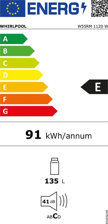 Label énergétique Whirlpool KOELKAST INBOUW W55RM1120W (135 l)