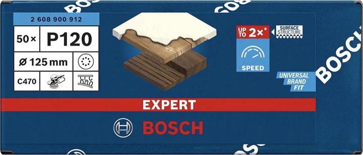 Image du produit Bosch Professional Zubehör EXPERT C470 Papier abrasif à 8 trous pour ponceuse excentrique, 125 mm, G 120, 50 pcs. (120)