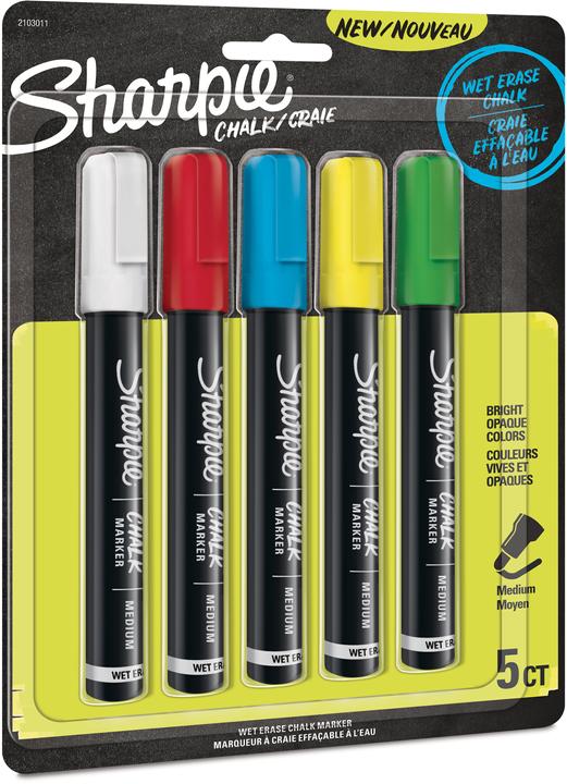 Produktbild Sharpie Kreidemarker 5er Blister M, Mehrfarbig (Weiss, Gelb, Grün, Blau, Rot, 5 x)