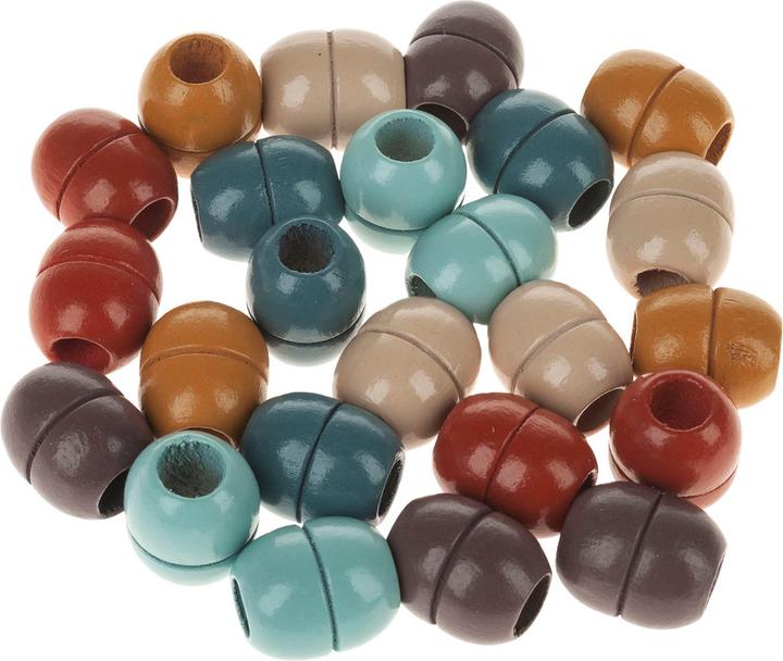 Actual product image Rico Design Wooden beads macramé earth colors, 24 pieces