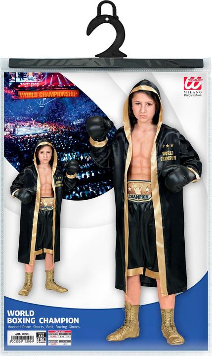 Immagine prodotto Widmann CAMPIONE DEL MONDO DI BOXER (giacca da boxe con cappuccio, pantaloncini, cintura, guantoni da (14, 15, 16)