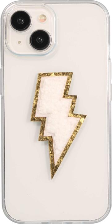 Produktbild PhoneLook Sticker Aufkleber für Handy/Tablet/Computer 3D gestickt Blitz weiss gold