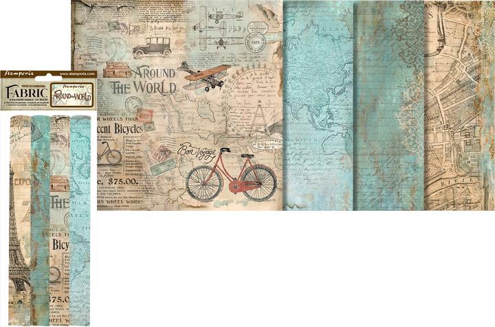 Image du produit Stamperia Paquet de tissus "Around the World", set de 4, 4 designs à 30 x 30 cm