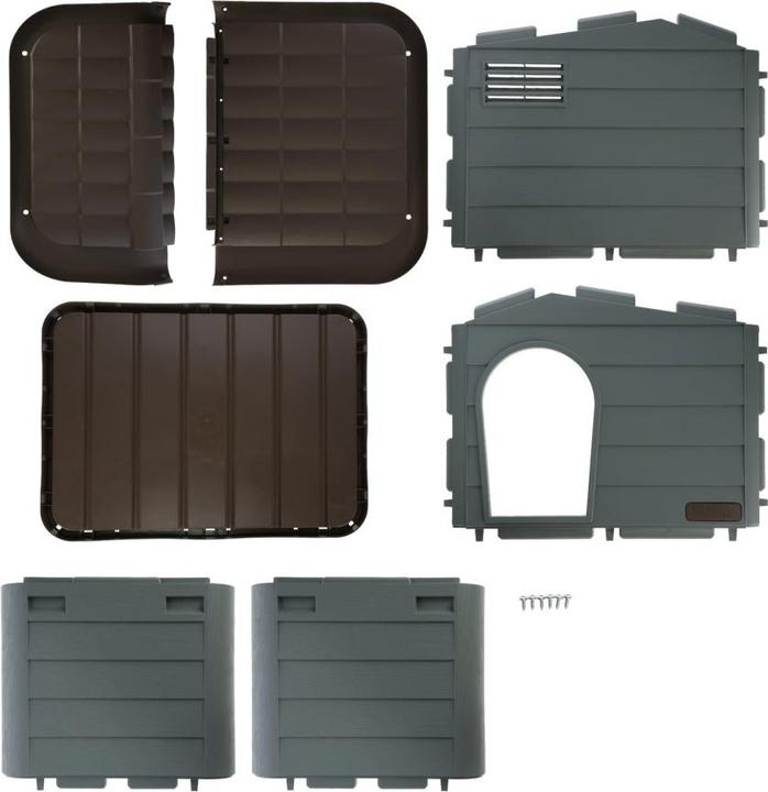 Immagine prodotto Kerbl 81341 Casetta per gatti Paola Eco, aspetto mediterraneo, plastica riciclata, grigio-verde-marrone (Gatto)