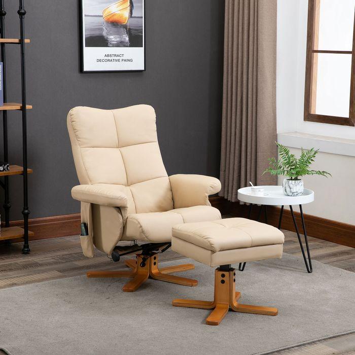 Image du produit Swisshandel24 Fauteuil de relaxation Fauteuil de massage avec repose-pieds Fauteuil TV inclinable à 145° Fauteuil