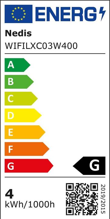 Etichetta energetica Nedis SmartLife LED decorativo | Wi-Fi | Bianco freddo | 400 LED | 8,00 m | Android™ / IOS (0.23 m)