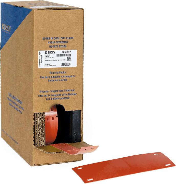 Actual product image Brady BM-25x75-7643-RD, Heatex labels, red, matt, 25.00 x 75.00 mm, non-adhesive, large roll (25
