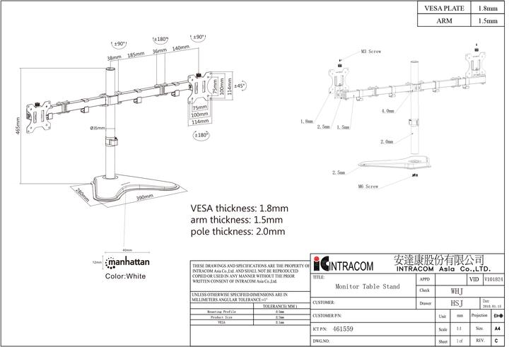 Actual product image Manhattan Stand monitor arm for two monitors 33 813 (Table, 32")
