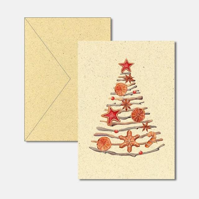 Produktbild Weihnachtskarte Gewürzbaum - Karte aus Graspapier (1 Stk.)