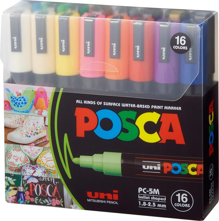 Produktbild Posca Marker PC-5M Rundspitze (Mehrfarbig, 2.50 mm, 16 x)