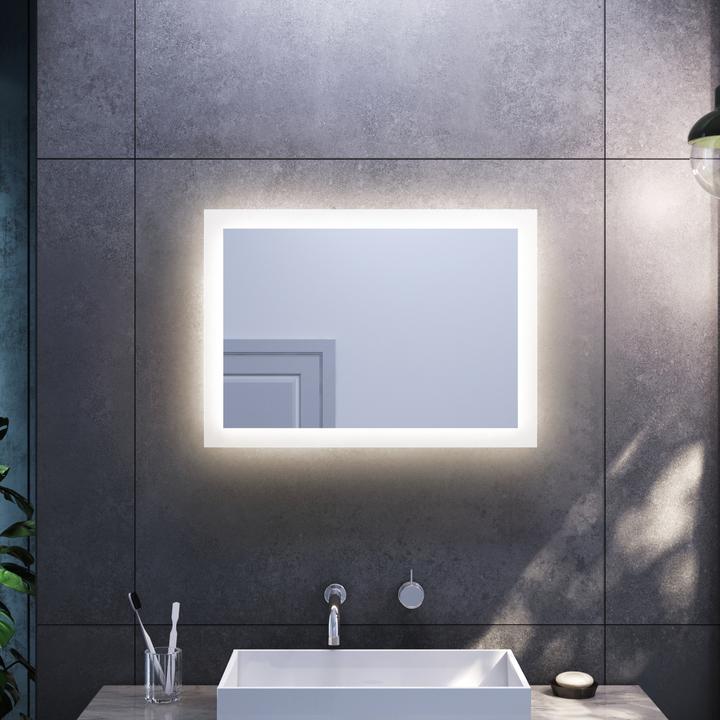 Image du produit SONNI LED-Badezimmerspiegel, 50 x 70 cm, warmweiss, vertikale/horizontale Montage, IP44 wasserdicht