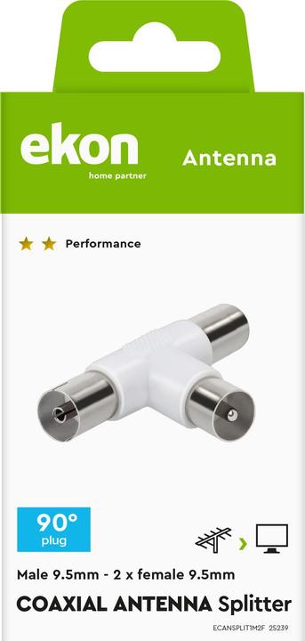 Actual product image Ekon Coaxial antenna splitter with two female outputs (Antenna cable)
