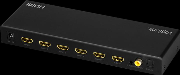 Produktbild LogiLink HDMI-Switch, 4x1-Port, 4K/60 Hz, HDCP, HDR, ARC, Audio-Extract, RC