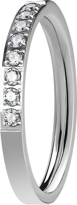 Actual product image Star Piercing Ring silver with eight crystals (without brassTitanium G23, without brass 316L surgical steel)