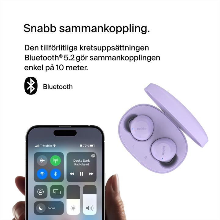 Produktbild Belkin wireless soundform bolt tws hellviolett (keine Geräuschunterdrückung, 38 h, Kabellos)